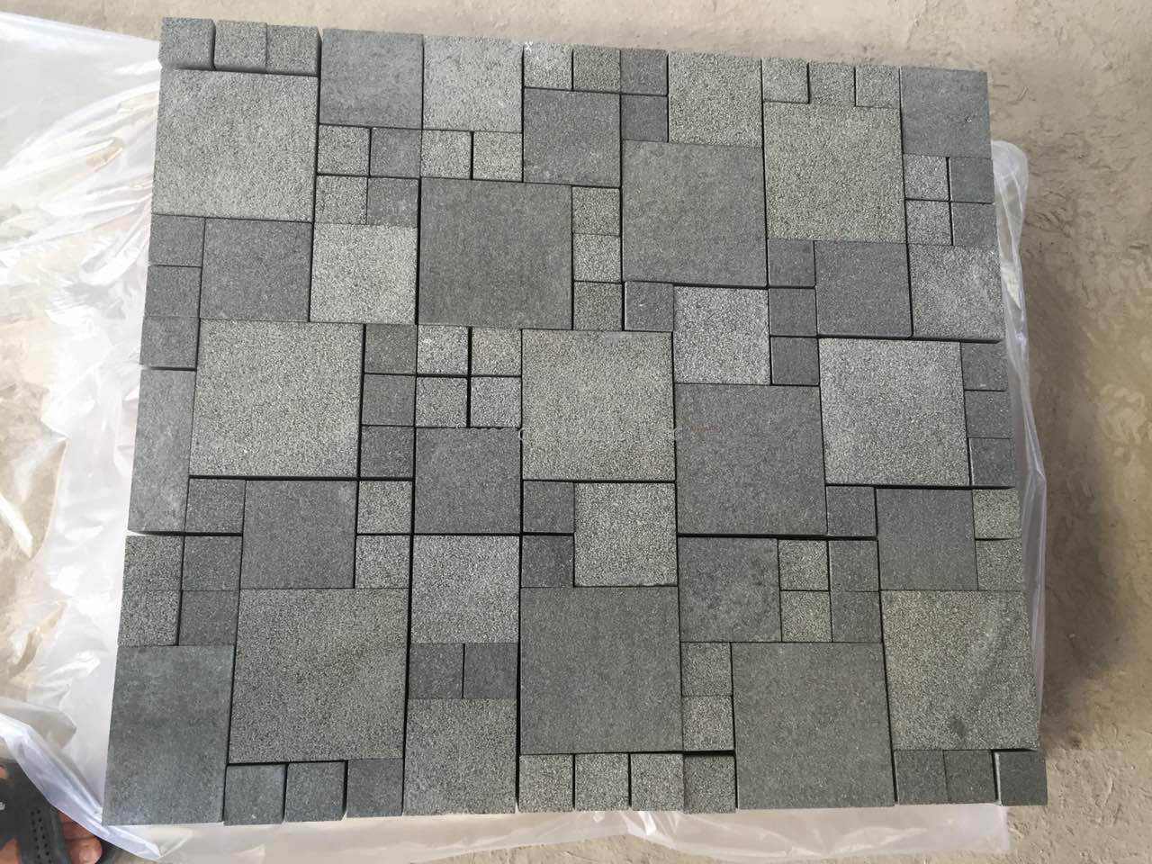 Grey Granite Mosaic Tile Sheet French Pattern for Paving Stone