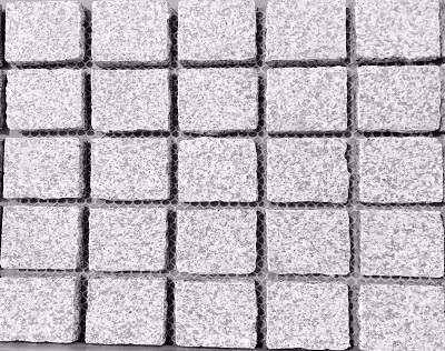 G603 Grey Granite Square Shape Cobble Stone On Mesh