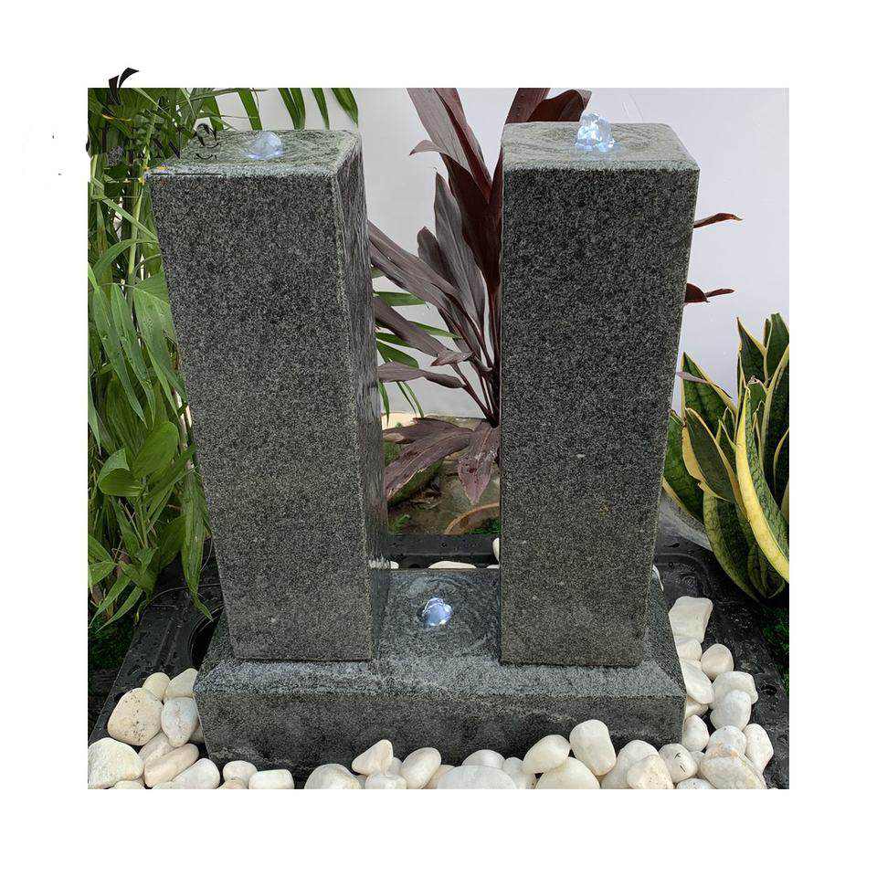 Dark Grey Water Fountain with Basin Waterfall